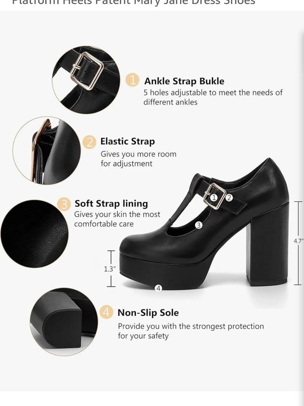 Classic Black Patent Mary Jane Platform Heels